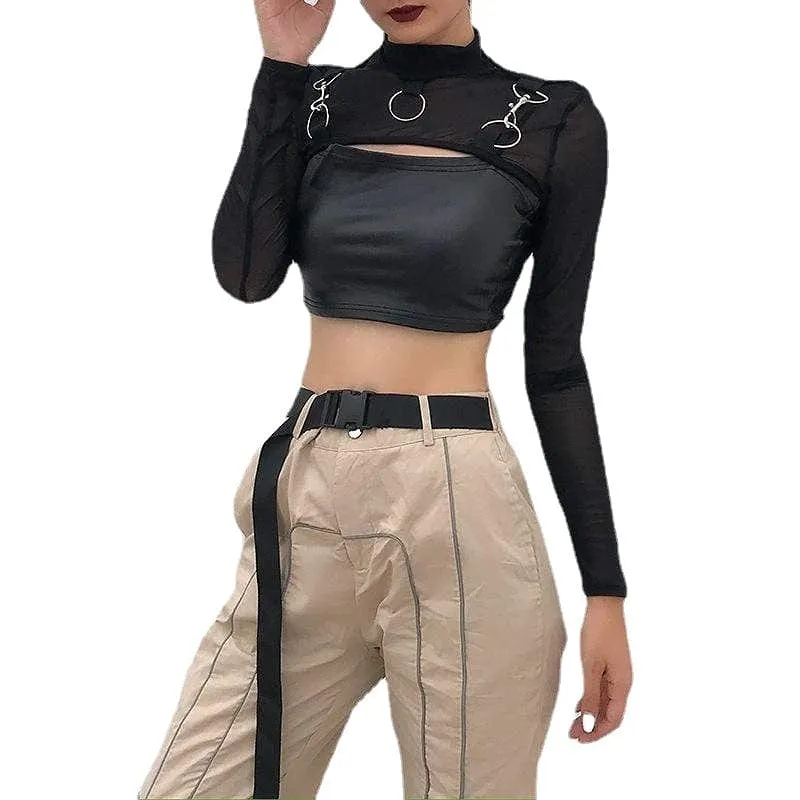 Damen Gothic High-Collar Mesh Umhänge