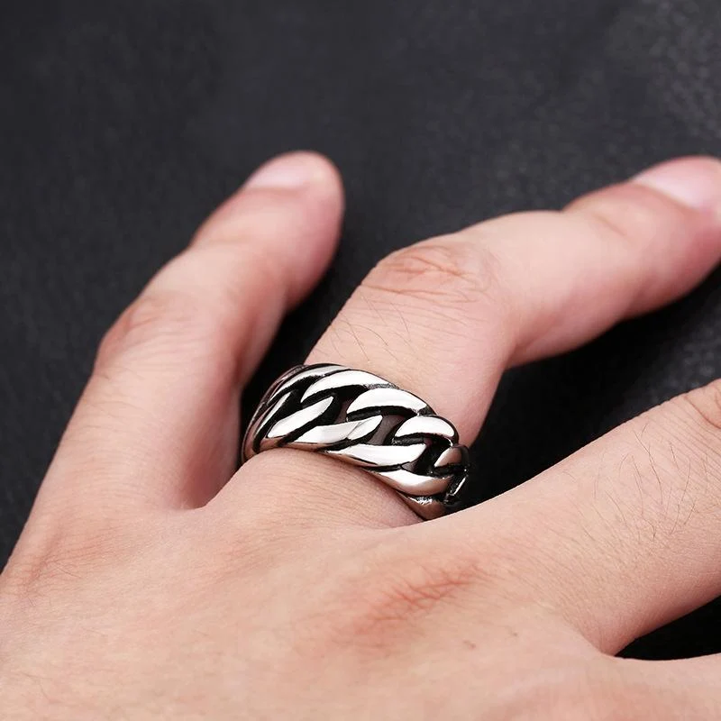 Herren Punk Cuban Link Kettenringe