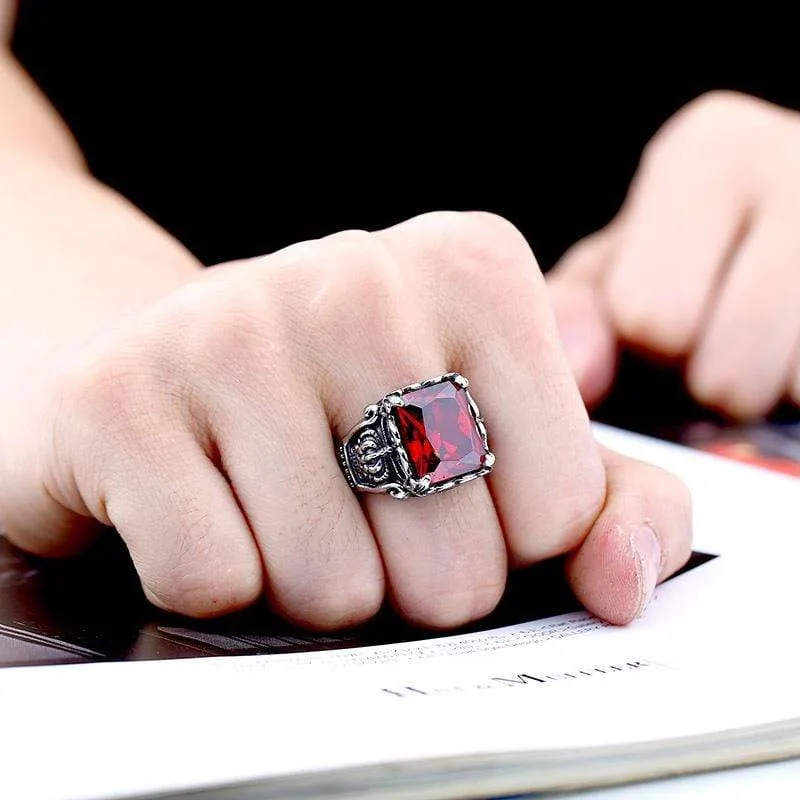 Herren Punk Strass Kronenringe