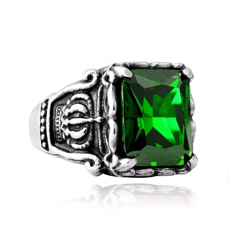 Herren Punk Strass Kronenringe