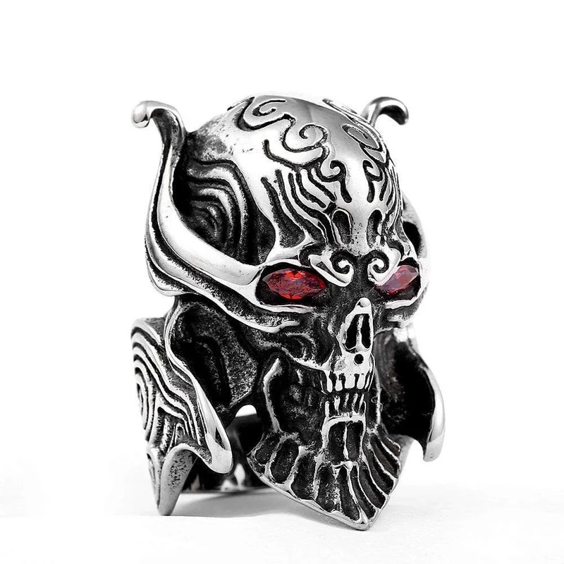 Herren Punk Red Eyes Schädelringe