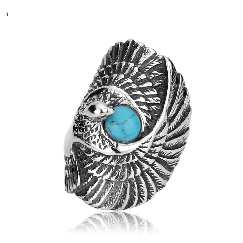 Herren Punk Eagle Türkis Ringe