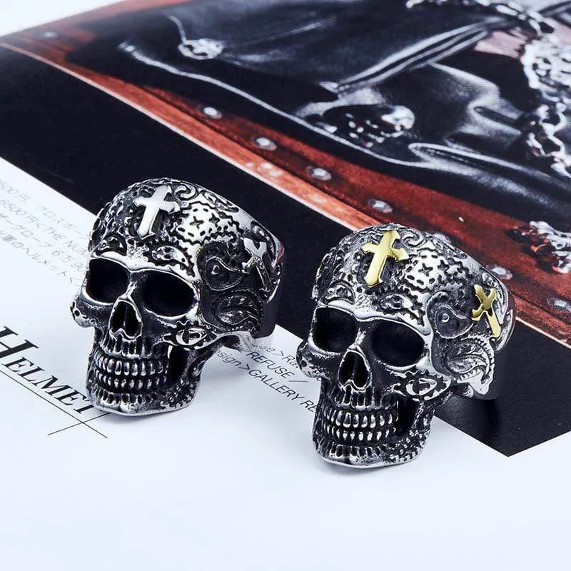 Punk Cross Skull Rings für Herren