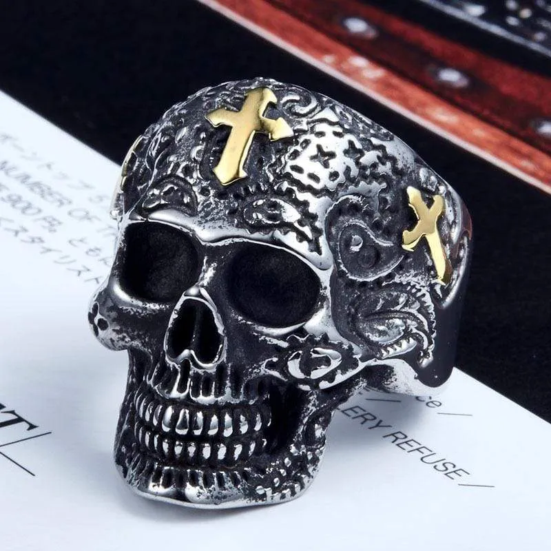 Punk Cross Skull Rings für Herren