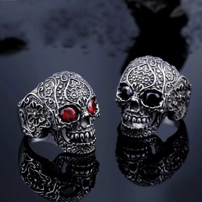 Herren Punk Schädel Mit Perlen Augen Ringe