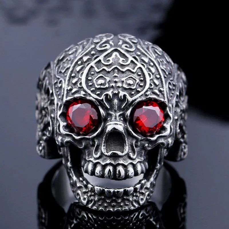 Herren Punk Schädel Mit Perlen Augen Ringe