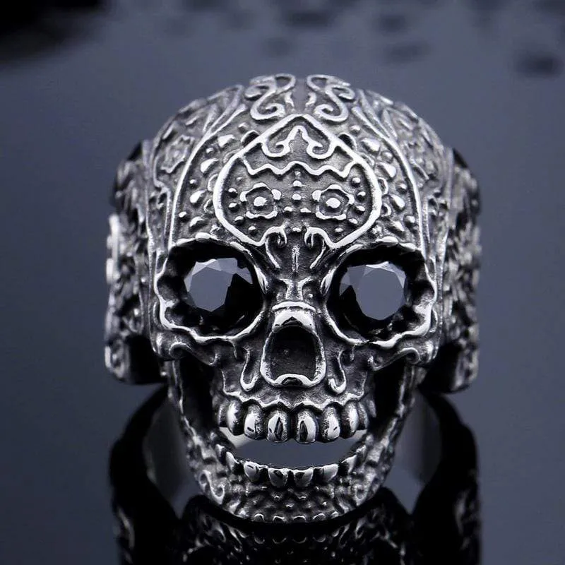 Herren Punk Schädel Mit Perlen Augen Ringe