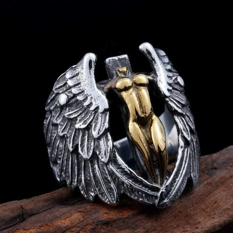 Punk Feather Cross Rings für Herren