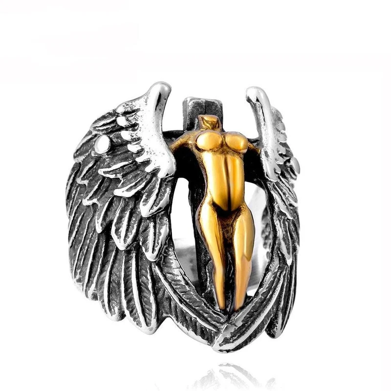 Punk Feather Cross Rings für Herren