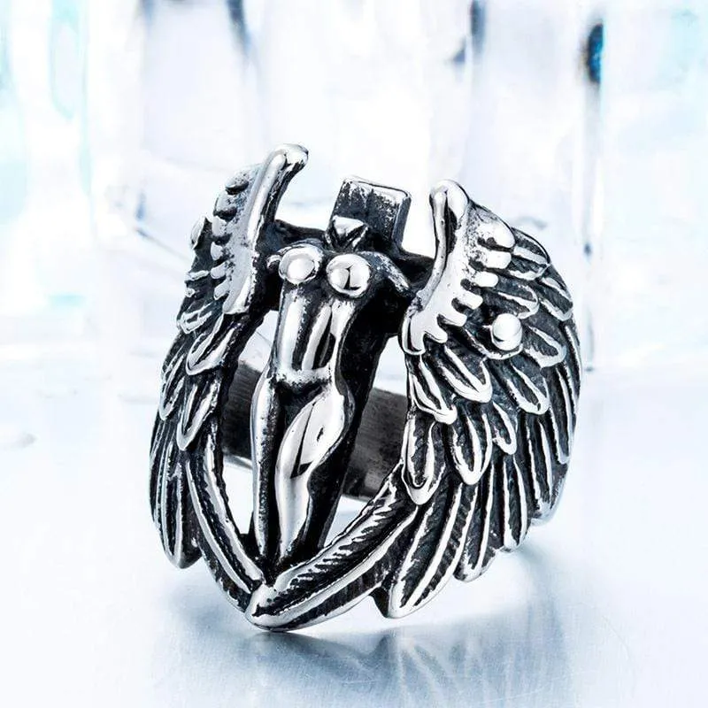Punk Feather Cross Rings für Herren