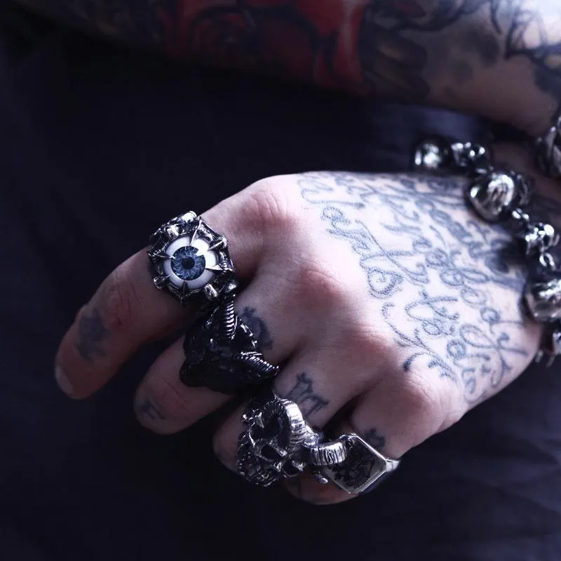 Herren Punk Ghost Rider Augapfel Schädelringe