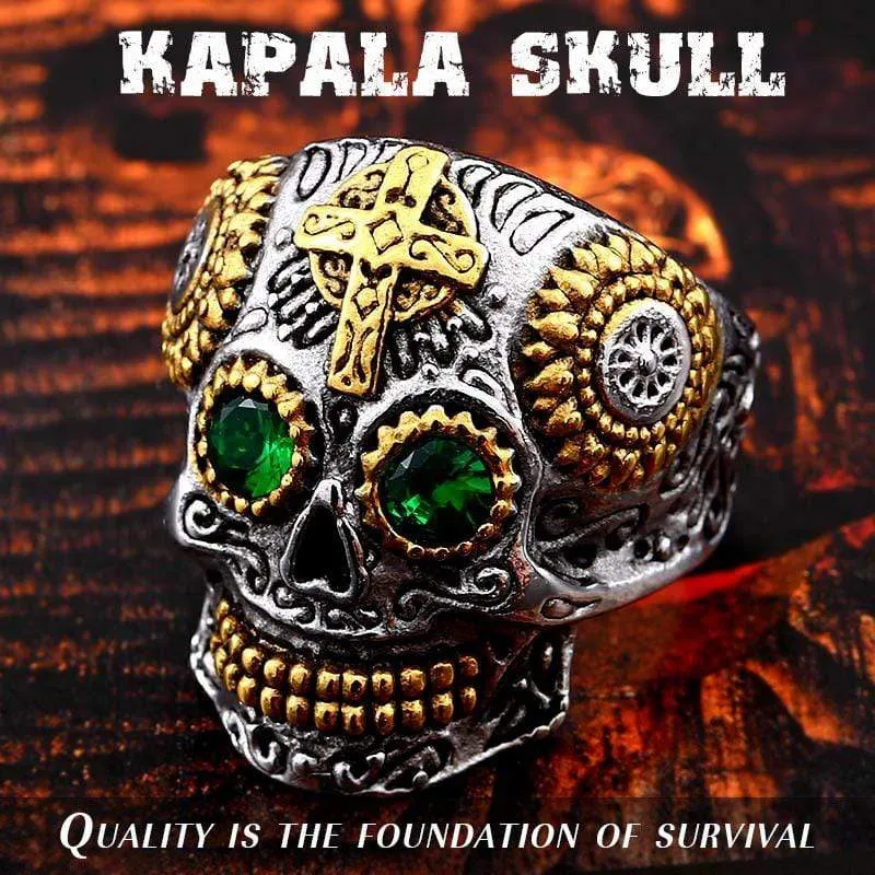 Herren Punk Strass Eye Skull Ringe