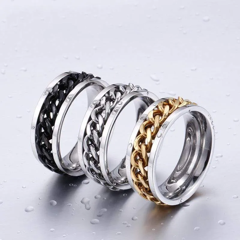 Herren Punk Lucky Chains Ringe