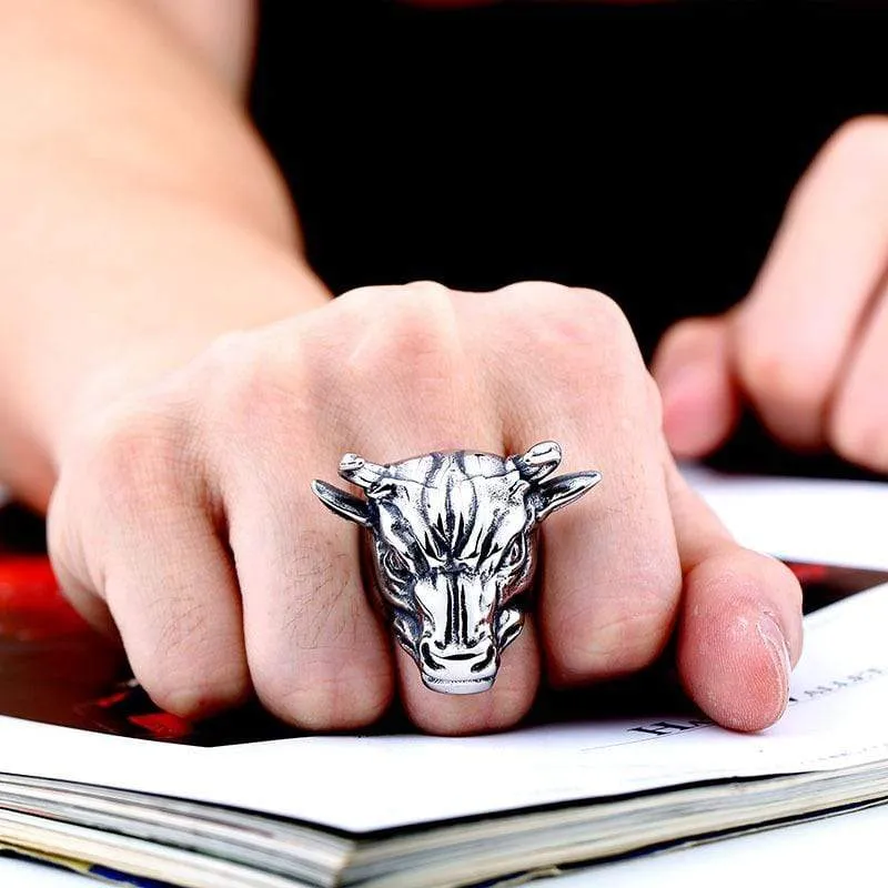 Herren Punk Bull Kopf der Wall Street Ringe