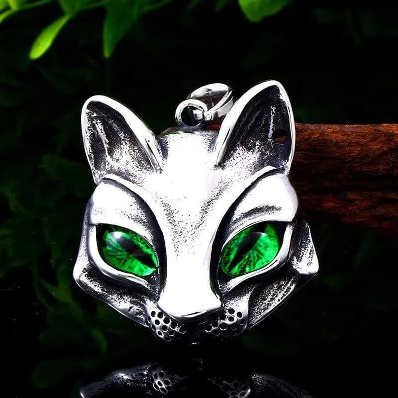 Herren Punk Green / Blue Eye Fox Halsketten