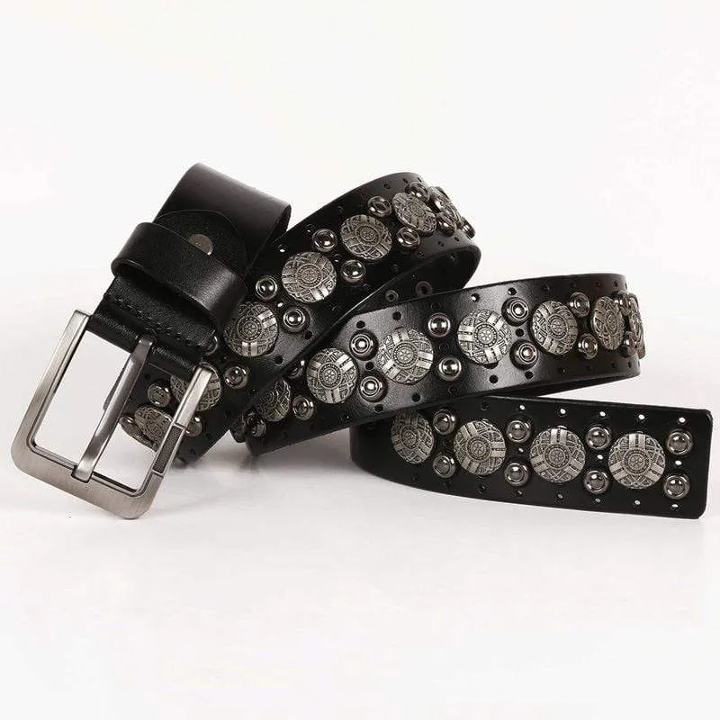 Herren Gothic Gürtel mit Circile Nieten