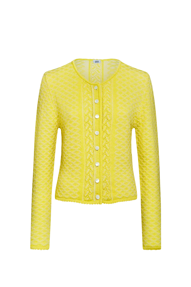 Plattierte Strickjacke mit Brokatmuster