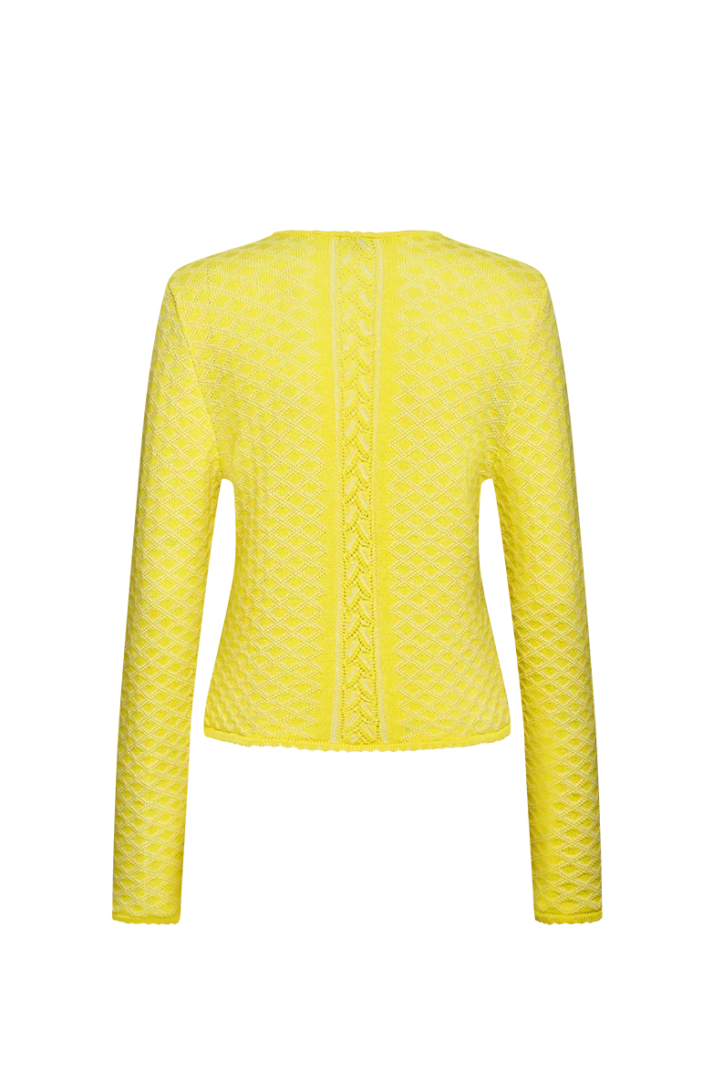 Plattierte Strickjacke mit Brokatmuster