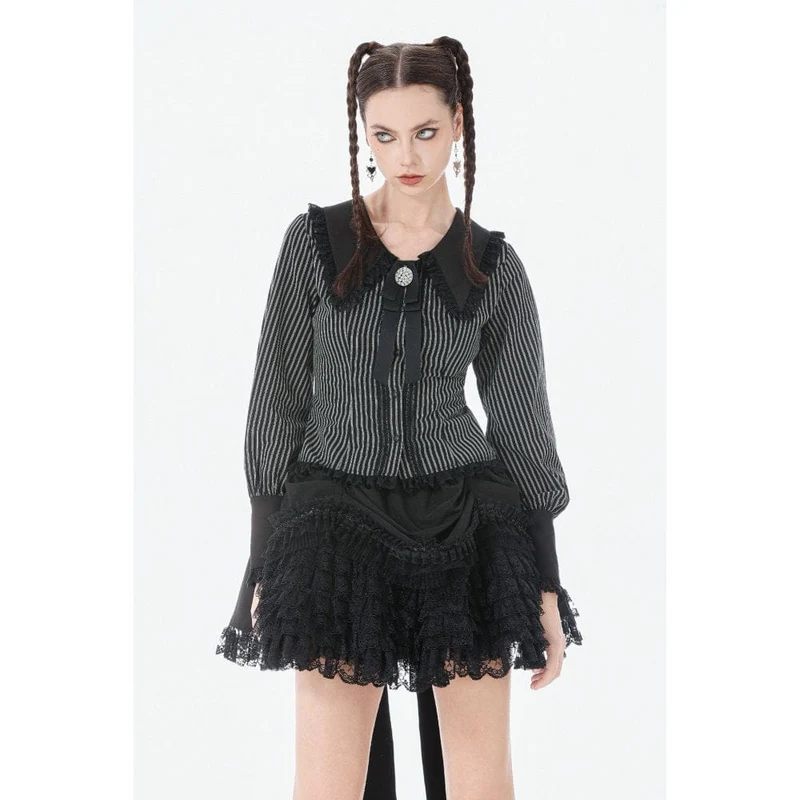 Gothic-Spitzenrock mit Rüschen und Schleppe für Damen