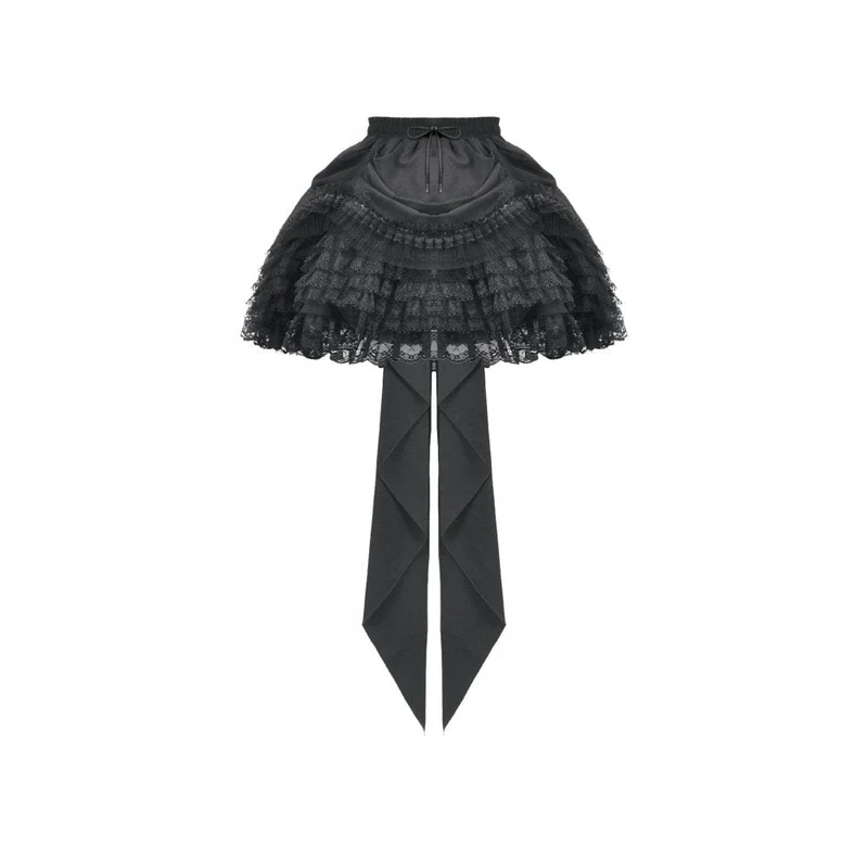 Gothic-Spitzenrock mit Rüschen und Schleppe für Damen
