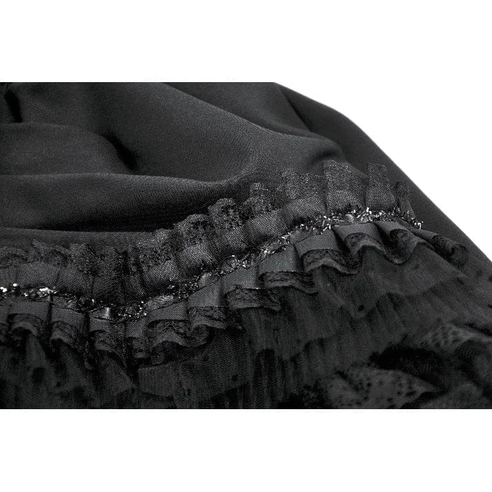 Gothic-Spitzenrock mit Rüschen und Schleppe für Damen