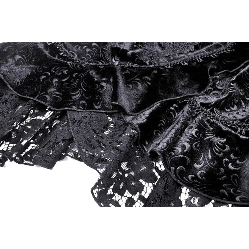 Gotischer Jacquard-Schwalbenschwanz-Wickelrock mit Spitzensaum für Damen