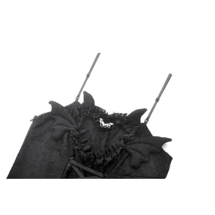 Punk Dark Demon Plissee-Unterkleid mit Schnürung für Damen