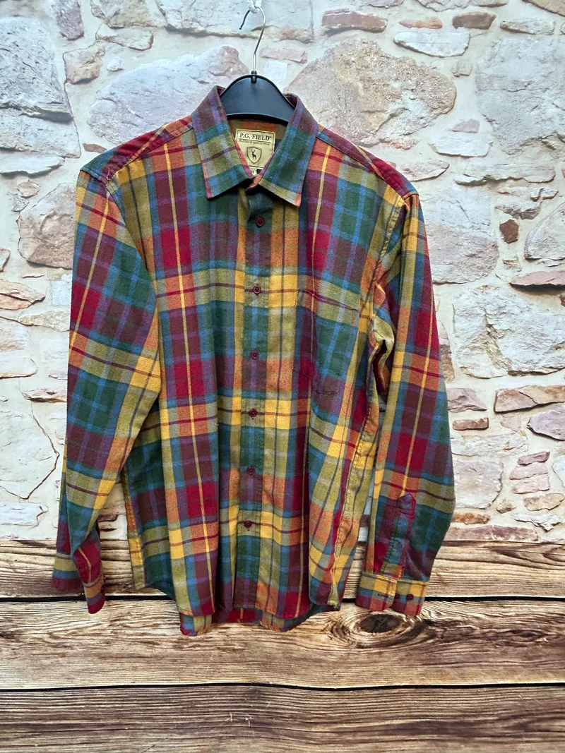 Vintage Flanellhemd Herren kariert bunt Größe M