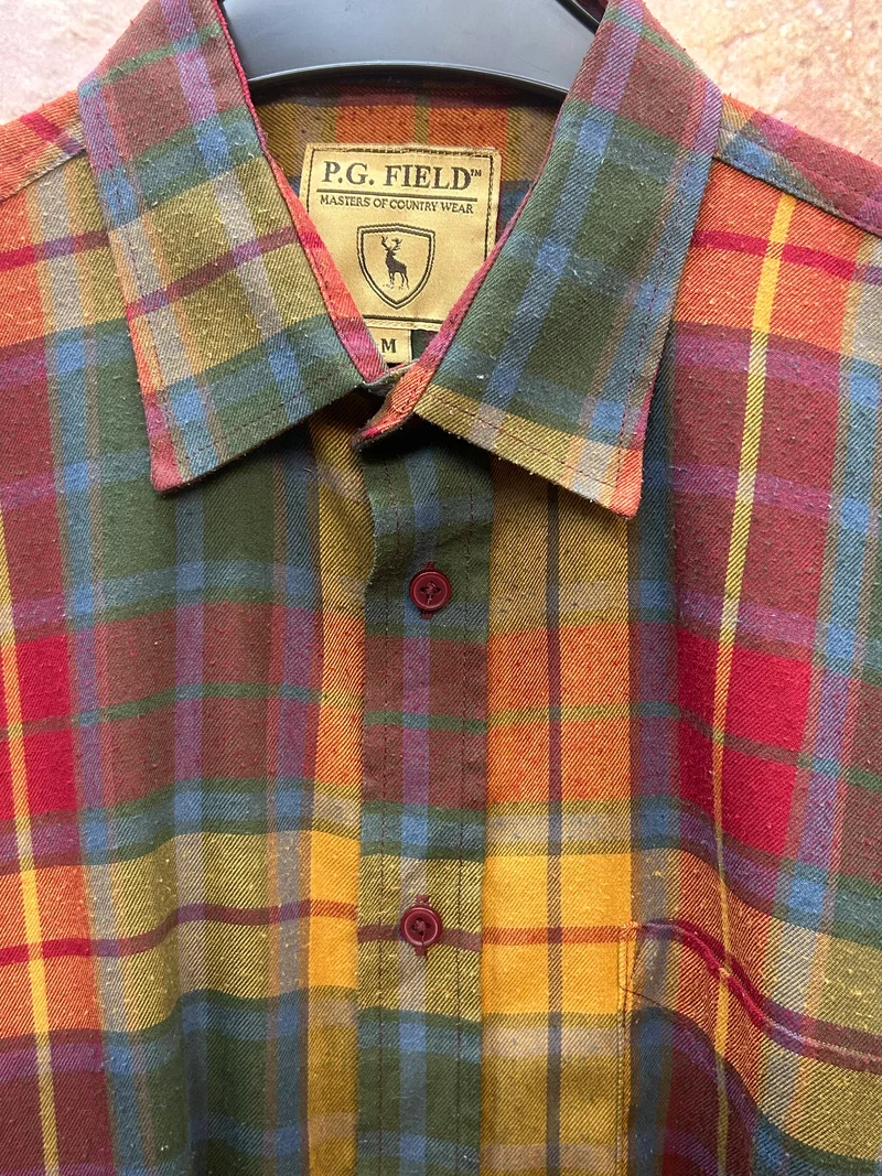Vintage Flanellhemd Herren kariert bunt Größe M