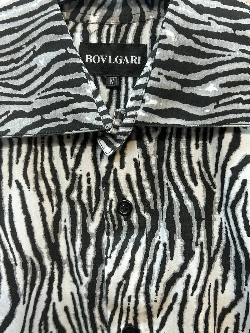Vintage Hemd Herren Zebra Muster 90er Y2K Größe M
