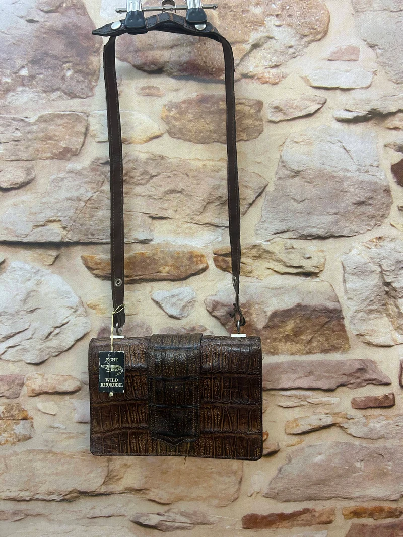 Vintage Handtasche Wildkrokodil Leder 60er Jahre Luxus Unikat
