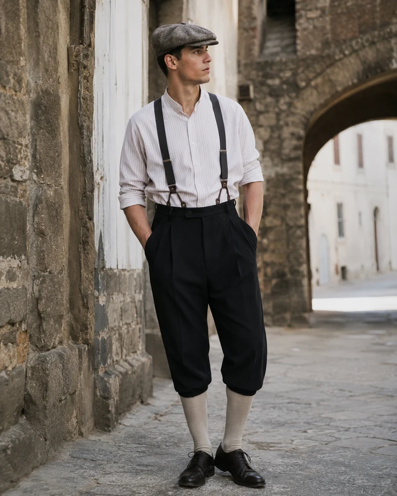 Schwarze Vintage Knickerbocker Hose Herren Gr. 50 – 20er Jahre Stil