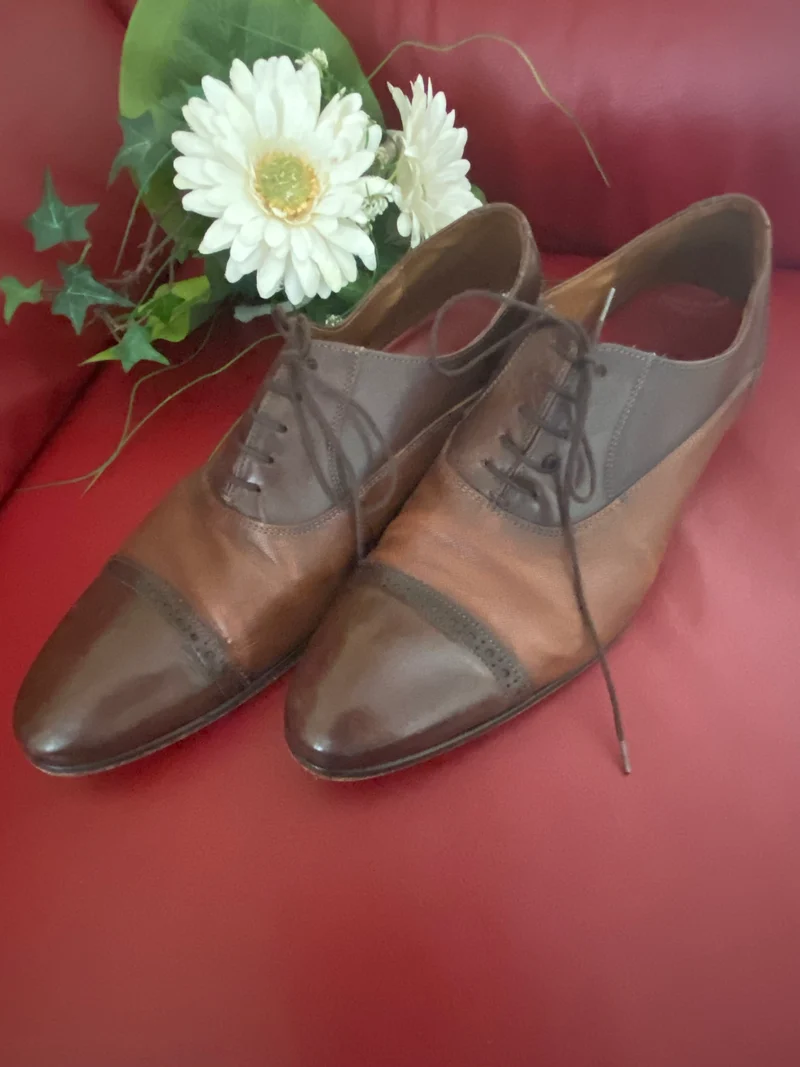 Vintage-Schuhe Oxford zweifarbig Braun – Gr. 44,5