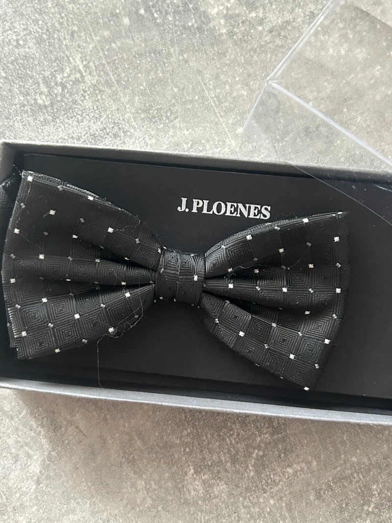 Vintage-Fliege von J. Ploenes – Micro-Dots & Würfel-Jacquard