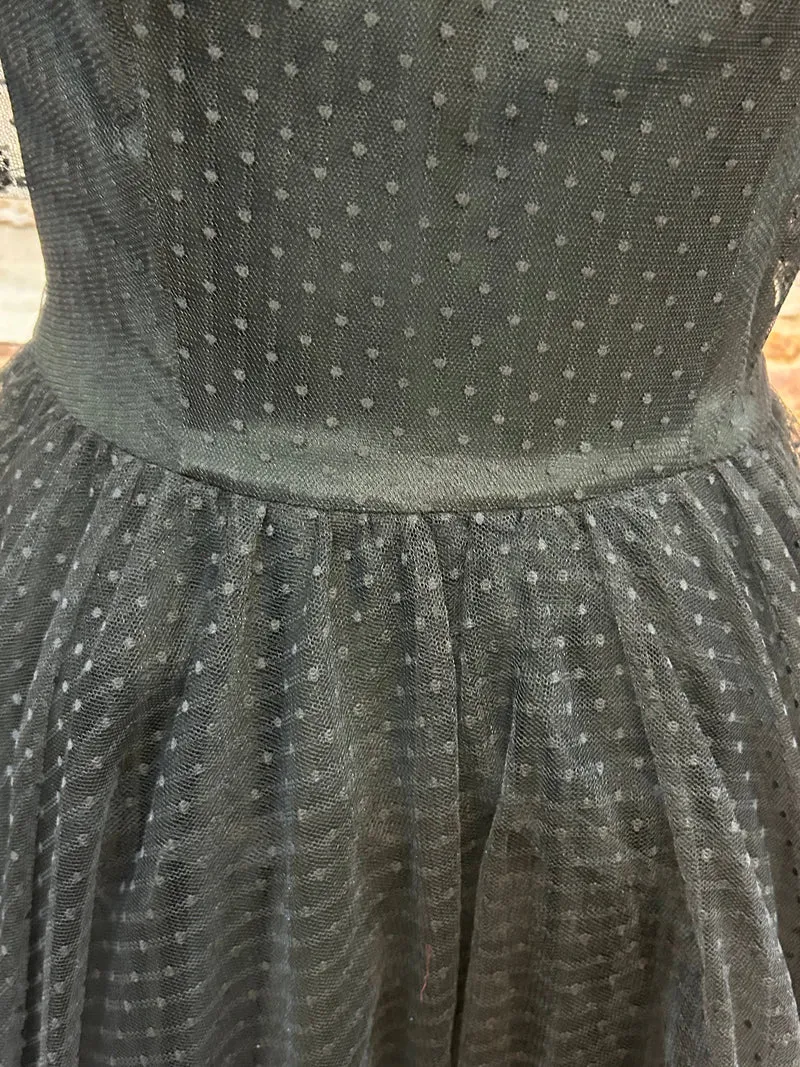Schwarzes Vintage-Tüllkleid aus Westdeutschland – Größe 36
