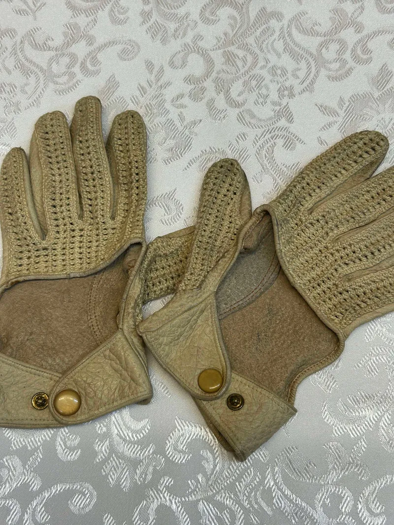 Vintage Damen Leder-Fahrhandschuhe Größe M