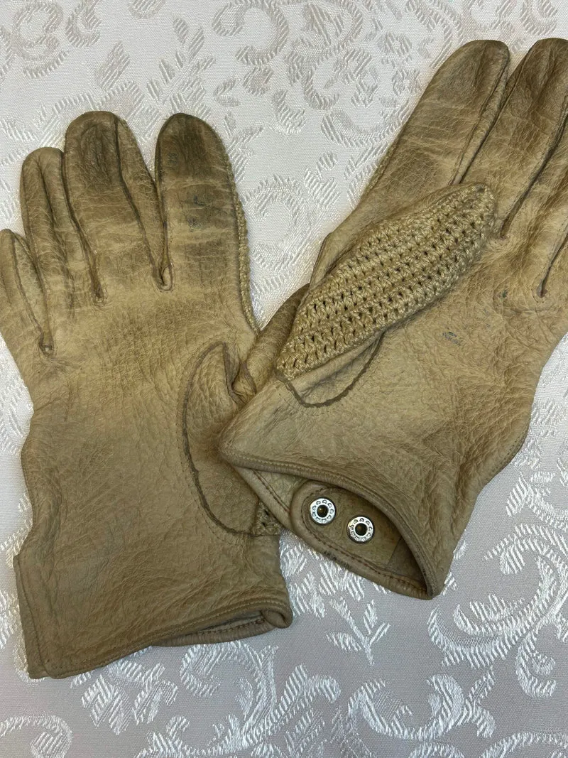 Vintage Damen Leder-Fahrhandschuhe Größe M