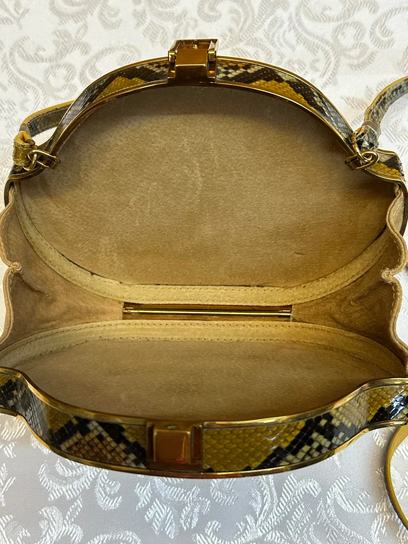 Vintage Clutch Pythonleder Herz 60er 70er Luxus Tasche