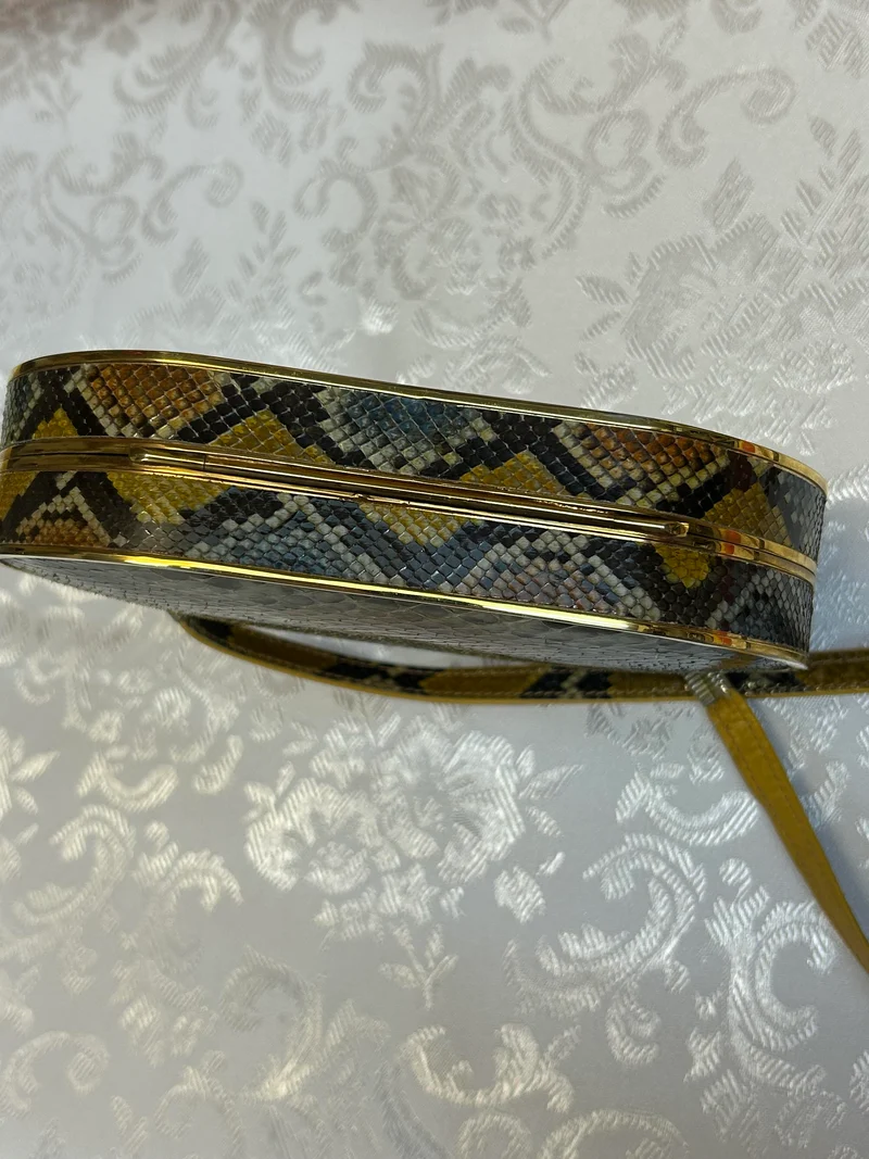Vintage Clutch Pythonleder Herz 60er 70er Luxus Tasche