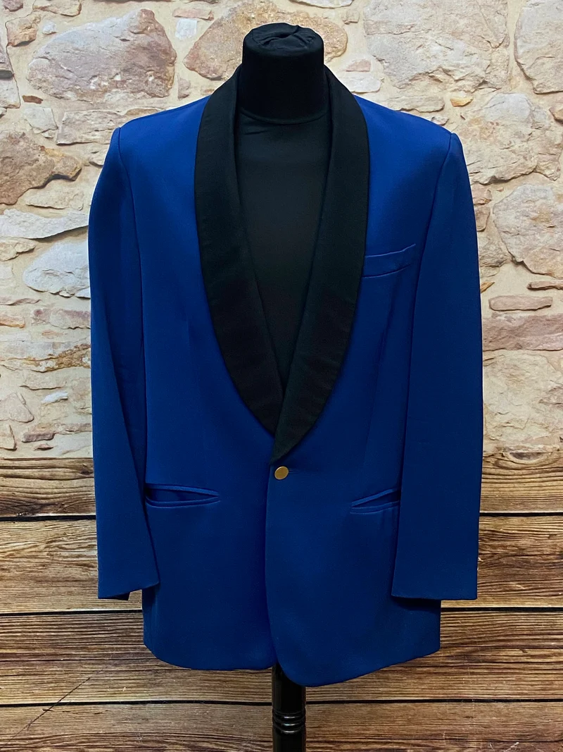 Royalblauer Vintage Smoking-Blazer – Gr. 50/52