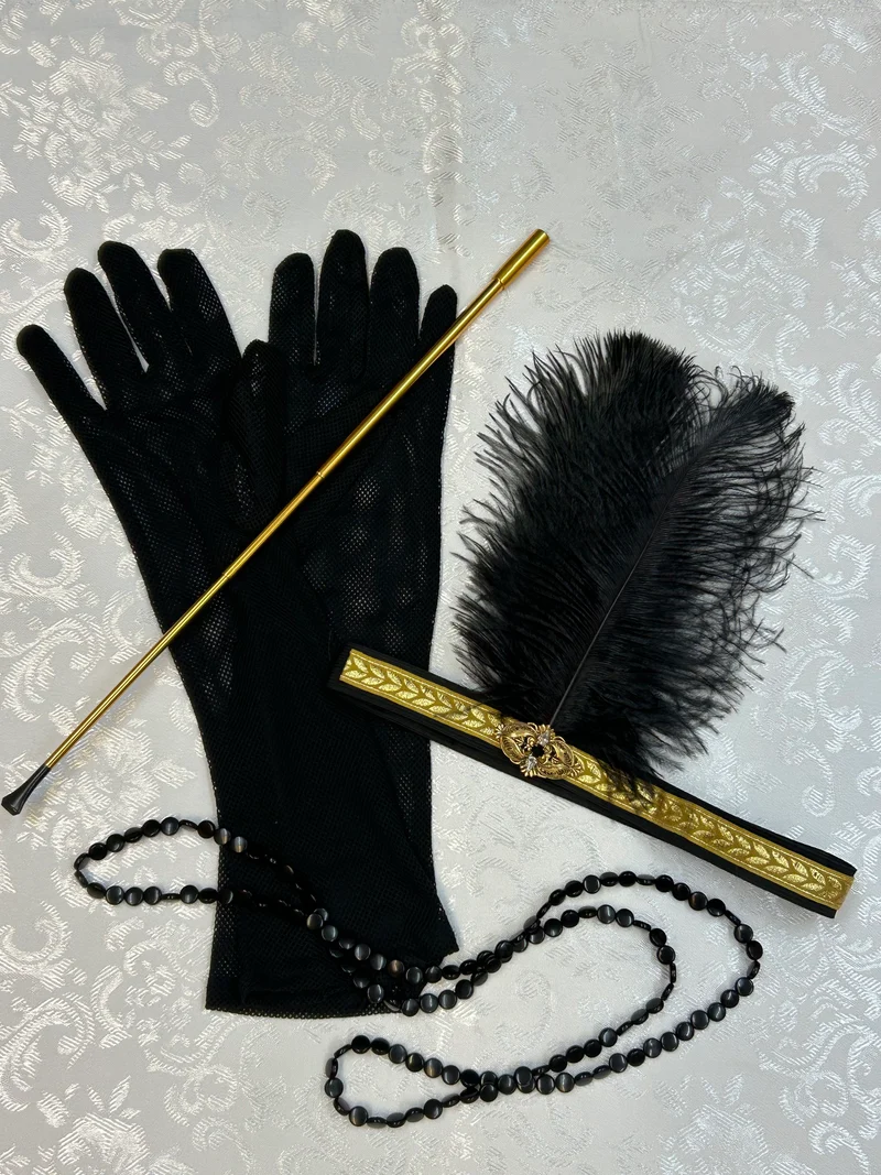 Elegantes Charleston Gatsby Set mit Kopfschmuck