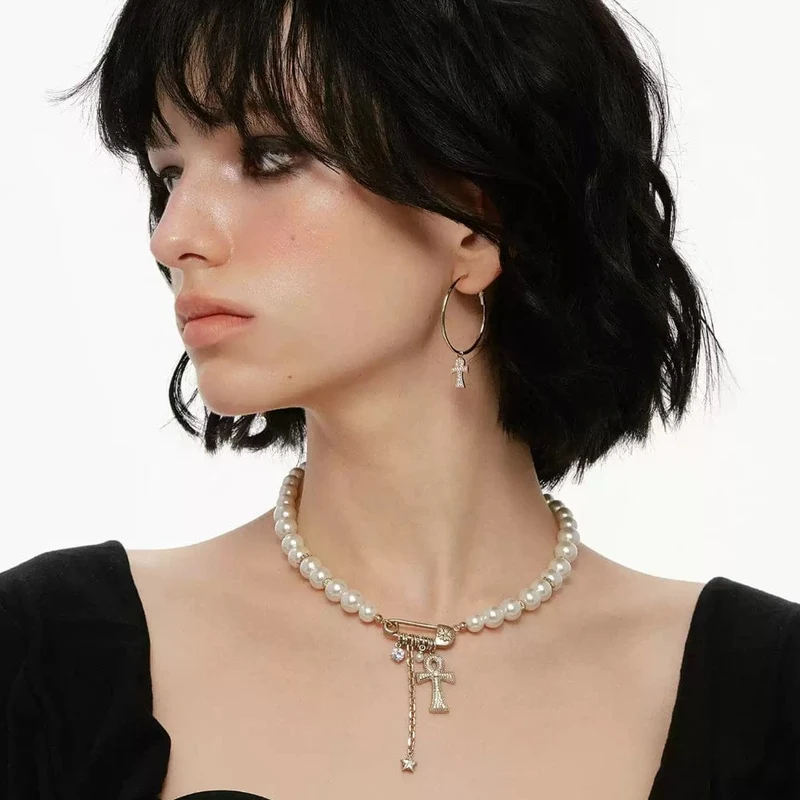 Grunge-Diamant-Kreuz-Ohrringe für Damen