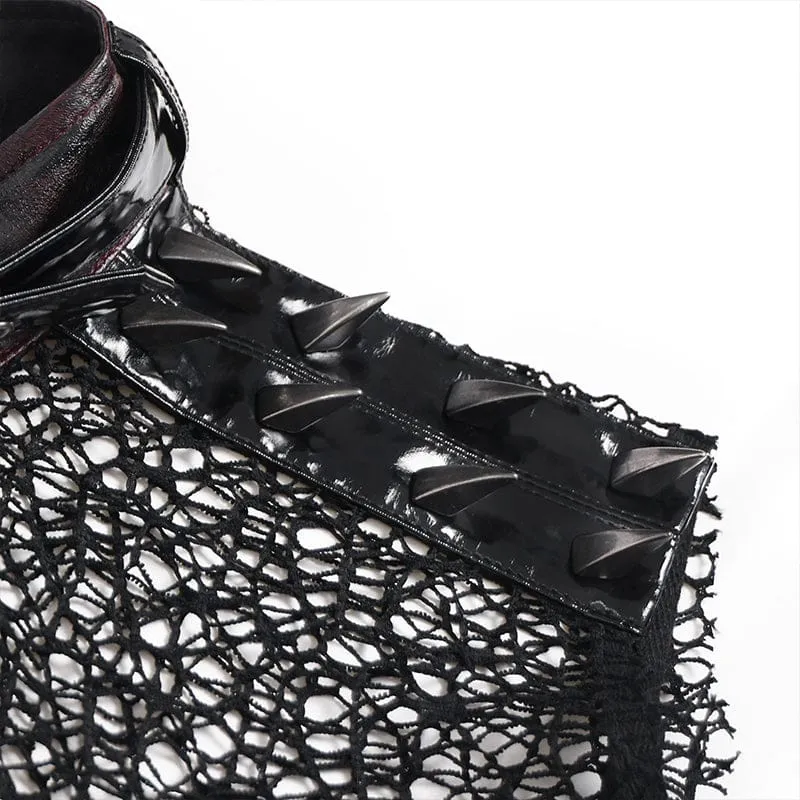 Punk-Weste für Herren mit Nieten, Ketten und Mesh-Patchwork