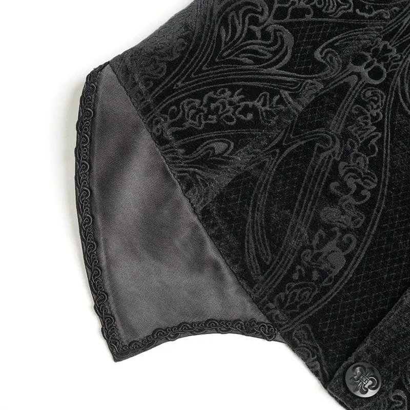 Gothic-Weste für Herren mit Rüschen, einreihig, Stehkragen