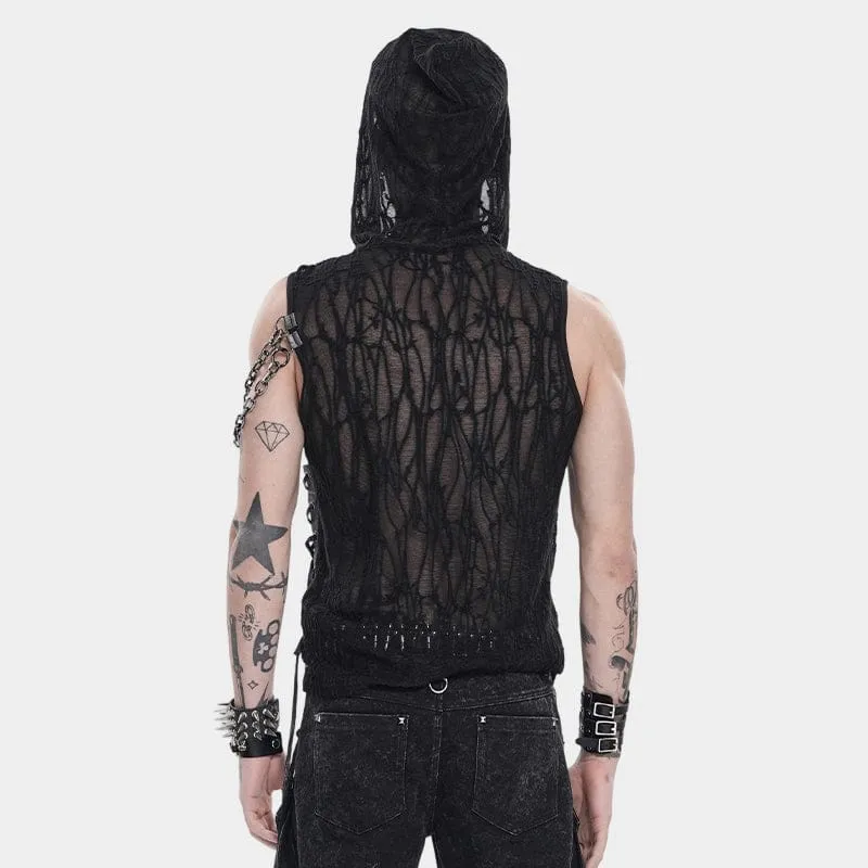 Punk-Tanktop für Herren mit asymmetrischem Kettenmuster