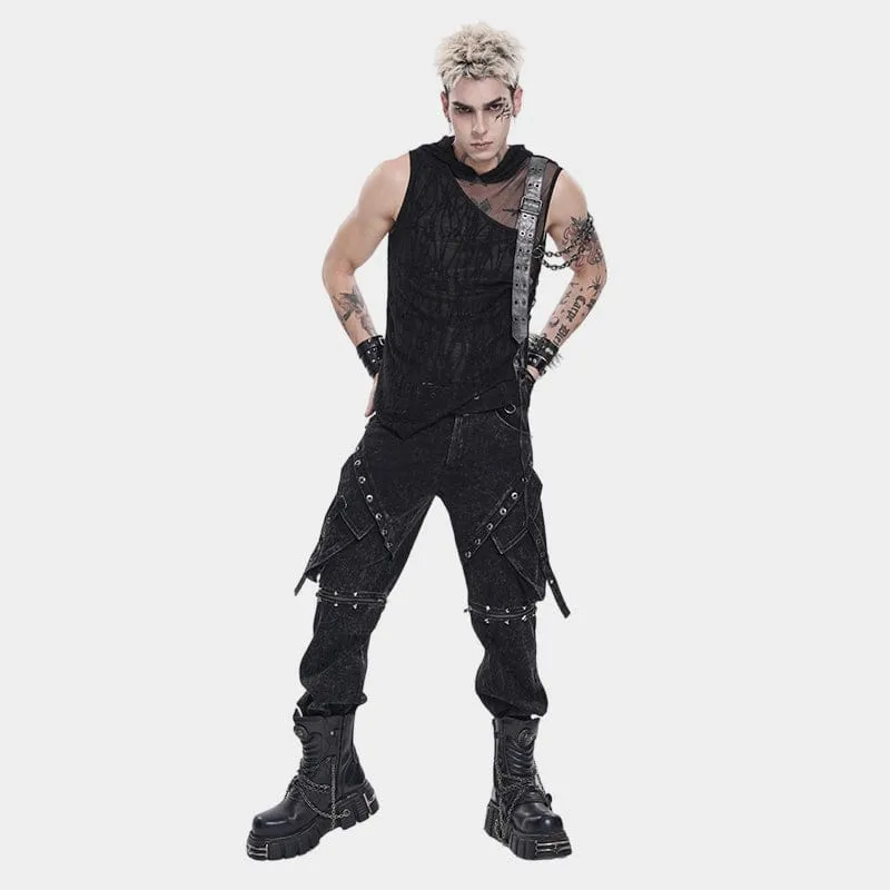 Punk-Tanktop für Herren mit asymmetrischem Kettenmuster