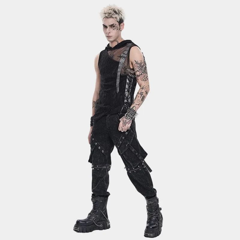 Punk-Tanktop für Herren mit asymmetrischem Kettenmuster
