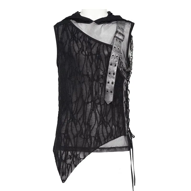 Punk-Tanktop für Herren mit asymmetrischem Kettenmuster