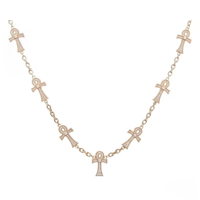 Grunge-Diamant-Kreuzketten-Halskette für Damen