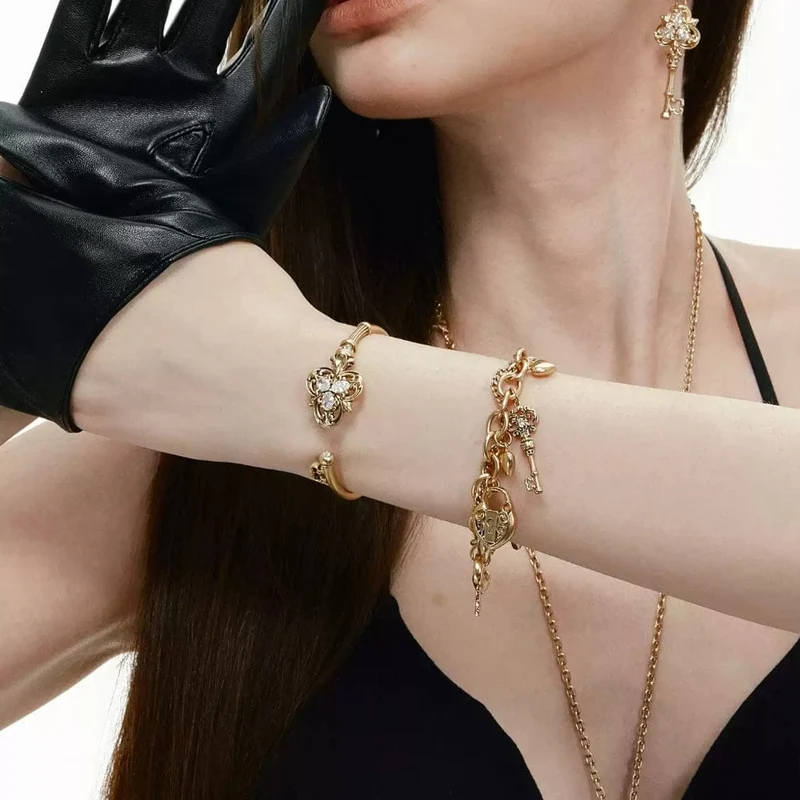 Grunge-Herz-Schlüsselschloss-Armband für Damen
